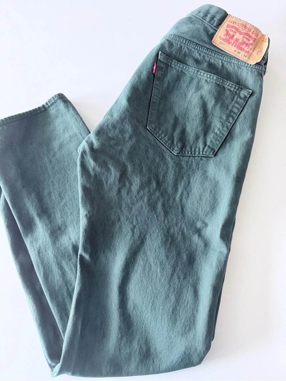 Levi's Men’s Green Jeans - Classic Back Pocket Style 501
